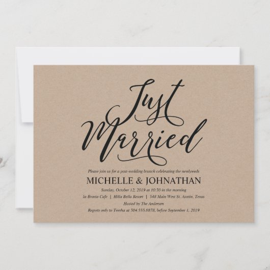 Elégant Rustic Post Mariage Brunch Invitation Card (Devant)