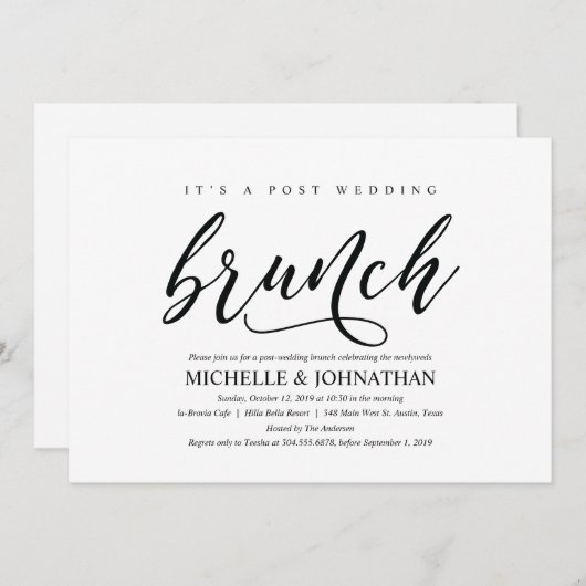 Elégant Rustic Post Mariage Brunch Invitation Card (Devant / Derrière)