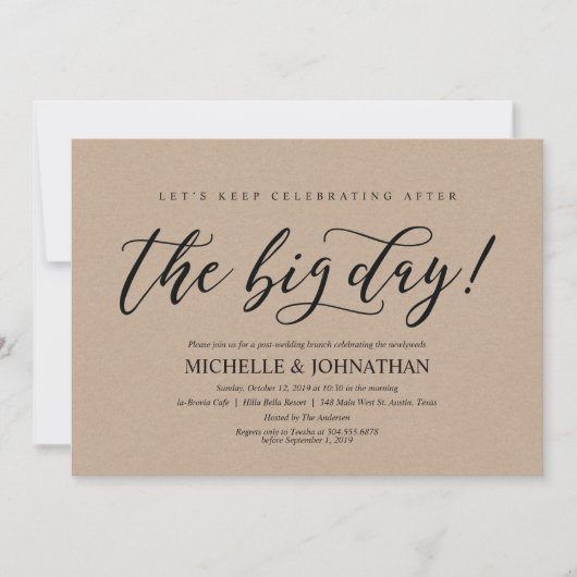 Elégant Rustic Post Mariage Brunch Invitation Card (Devant)