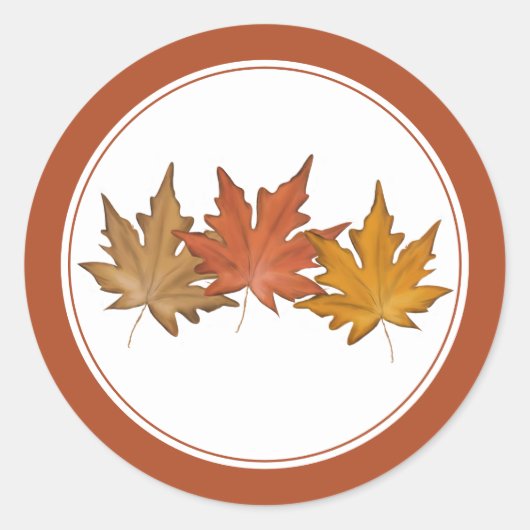 Elegant Rustic Red Autumn Maple Leaf Harvest Ronde Sticker (Voorkant)