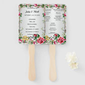 Elegant Rustic Red Roses Wedding Program Fans Handwaaier (Voorkant en achterkant)