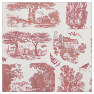 Elegant Rustic Rode Land Toile Stof