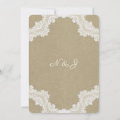 Elegant Rustic Romance White Lace & Kraft Wedding Kaart (Achterkant)