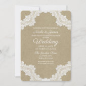Elegant Rustic Romance White Lace & Kraft Wedding Kaart (Voorkant)