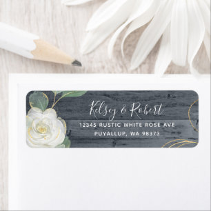 Elegant Rustic Roos Gold Greenery Return Address Etiket