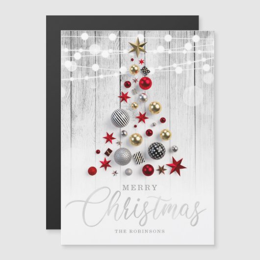 Elegant Rustic Silver Gold kerstboomfeestdag  (Voorkant / Achterkant)