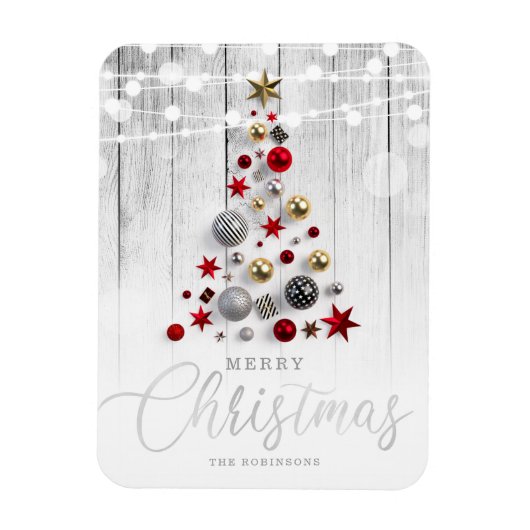 Elegant Rustic Silver Gold kerstboomfeestdag Magneet (Verticaal)