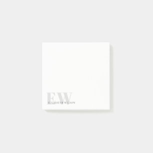 Elegant Rustic Simple Minimal Grey Name Monogram Post-it® Notes