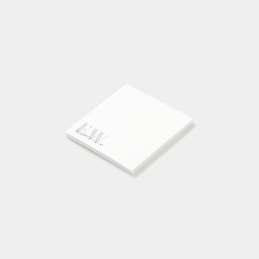 Elegant Rustic Simple Minimal Grey Name Monogram Post-it® Notes (Schuin)