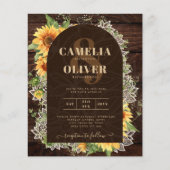 Elegant Rustic Sunflower en Lace Wedding Invite (Voorkant)