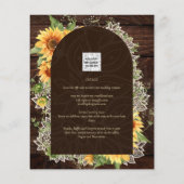 Elegant Rustic Sunflower en Lace Wedding Invite Flyer (Achterkant)