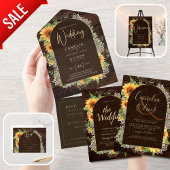 Elegant Rustic Sunflower en Lace Wedding Invite Flyer