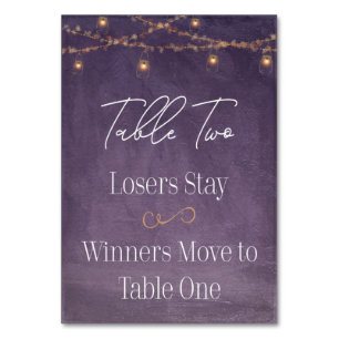 Elegant Rustic Tea Lights Paarse Bunco Tabel 2 Kaart