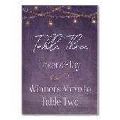 Elegant Rustic Tea Lights Paarse Bunco Tabel drie Kaart (Achterkant)