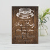 Elegant RUSTIC Tea Party Tea Cup Kaart (Staand voorkant)