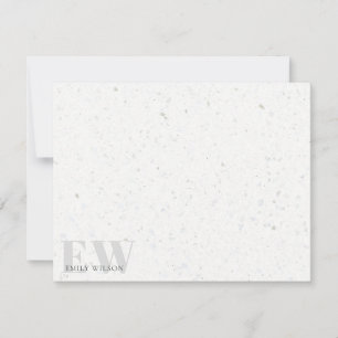 Elegant Rustic Terrazzo Stone Grey Name Monogram Notitiekaartje