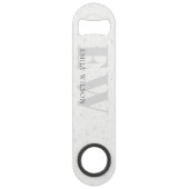 Elegant Rustic Terrazzo Stone Grey Name Monogram Speed Flessenopener (Achterkant)