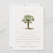 Elegant Rustic Tropical Beach Palm Trees Wedding Bedankkaart (Voorkant)