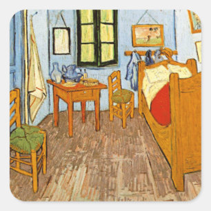 Elegant Rustic Vincent Van Gogh - Bedroom in Arles Vierkante Sticker