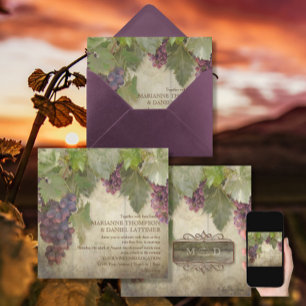 Elegant Rustic Vineyard Winery Fall Wedding Kaart