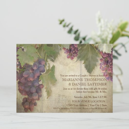 Elegant Rustic Vineyard Winery Herfst Couples Show Kaart (Staand voorkant)