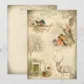Elegant Rustic Vintage Kerstland Collage Feestdagenkaart (Voorkant / Achterkant)