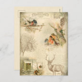 Elegant Rustic Vintage Kerstland Collage Feestdagenkaart (Voorkant / Achterkant)