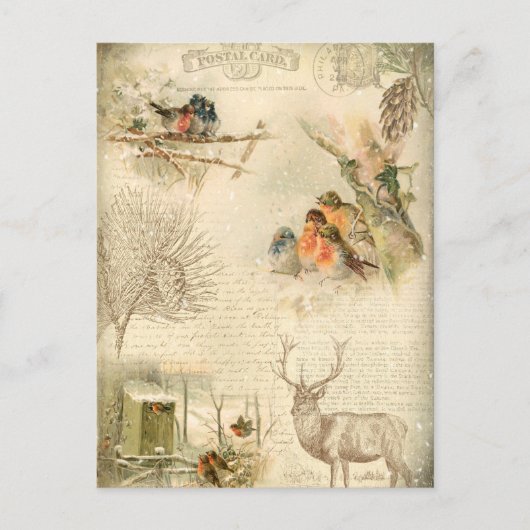 Elegant Rustic Vintage Kerstland Collage Feestdagenkaart (Voorkant)