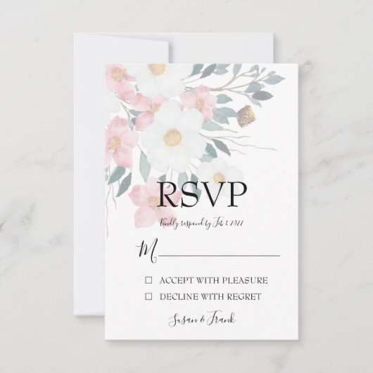 Elegant Rustic Waterverf Floral RSVP Kaartje (Voorkant)