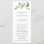 Elegant Rustic Waterverf Greenery Wedding Programma (Voorkant)