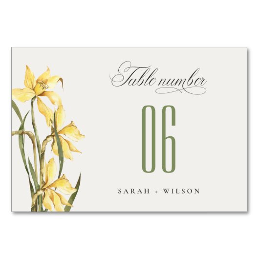 Elegant Rustic Waterverf Yellow Daffodil Wedding Kaart (Achterkant)