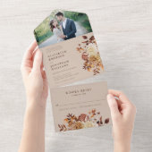 Elegant Rustic Wedding All In One Uitnodiging (Afscheurbaar)