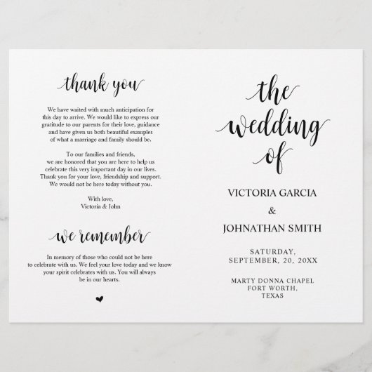 Elegant Rustic Wedding Ceremony Foldable Programs (Voorkant)