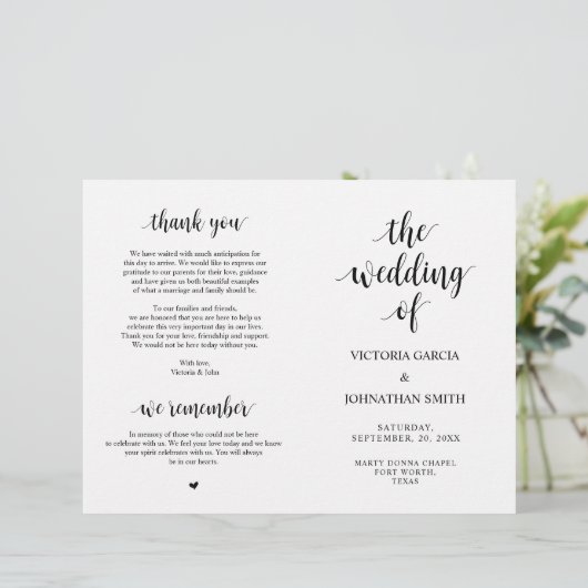 Elegant Rustic Wedding Ceremony Foldable Programs (Staand voorkant)