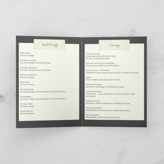 Elegant Rustic Wedding Programma (Binnen)