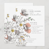 Elegant Rustic Wildflower Baby Shower  Kaart (Voorkant / Achterkant)