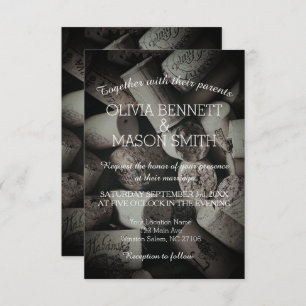 Elegant Rustic Wine Cork Wedding Card Kaart