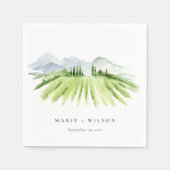 Elegant Rustic Winery Vineyard Mountain Wedding Servet (Voorkant)