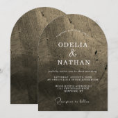 Elegant Rustic Wood Grain Texture Arched Wedding Kaart (Voorkant / Achterkant)