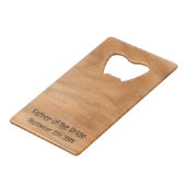 Elegant Rustic Wood Grain Vader van de Bride Kredietkaart Flessenopener (Voorkant Gekanteld)