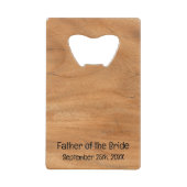 Elegant Rustic Wood Grain Vader van de Bride Kredietkaart Flessenopener (Achterkant)