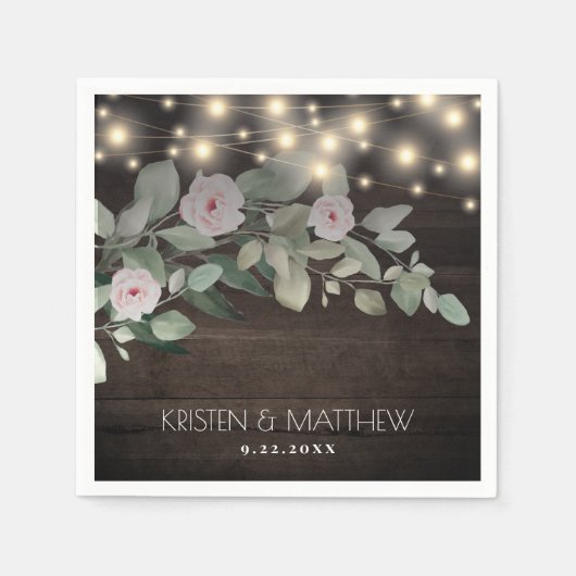 Elegant Rustic Wood Lights Boho Greenery Wedding Servet (Voorkant)