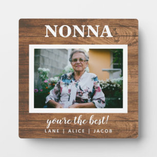 Elegant Rustic Wood Nonna Custom Photo Plaque Fotoplaat