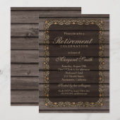 Elegant Rustic Wood Retirement Party Kaart (Voorkant / Achterkant)