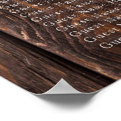 Elegant Rustic Wood Wedding Seding Chart Poster (Hoek)