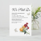 Elegant Rustic Yellow Red Roses Vow Renewal Kaart (Staand voorkant)