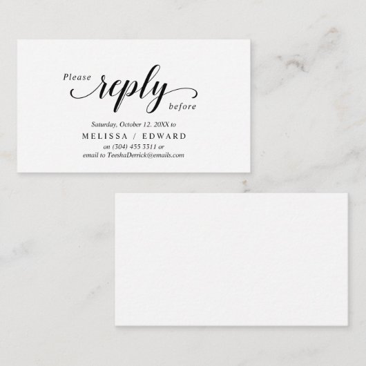 Elegant Rustic, Zwart Manuscript, RSVP antwoordt,  Informatiekaartje (Voorkant / Achterkant)
