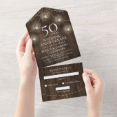 Elegant rustiek 50e bruiloft Jubileum All In One Uitnodiging (Afscheurbaar)