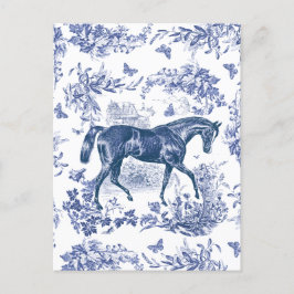 Elegant  Rustiek Blauw Paard Bloementoilet Briefkaart