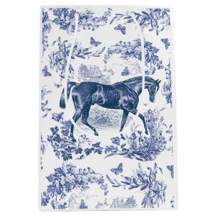 Elegant  Rustiek Blauw Paard Bloementoilet Medium Cadeauzakje
